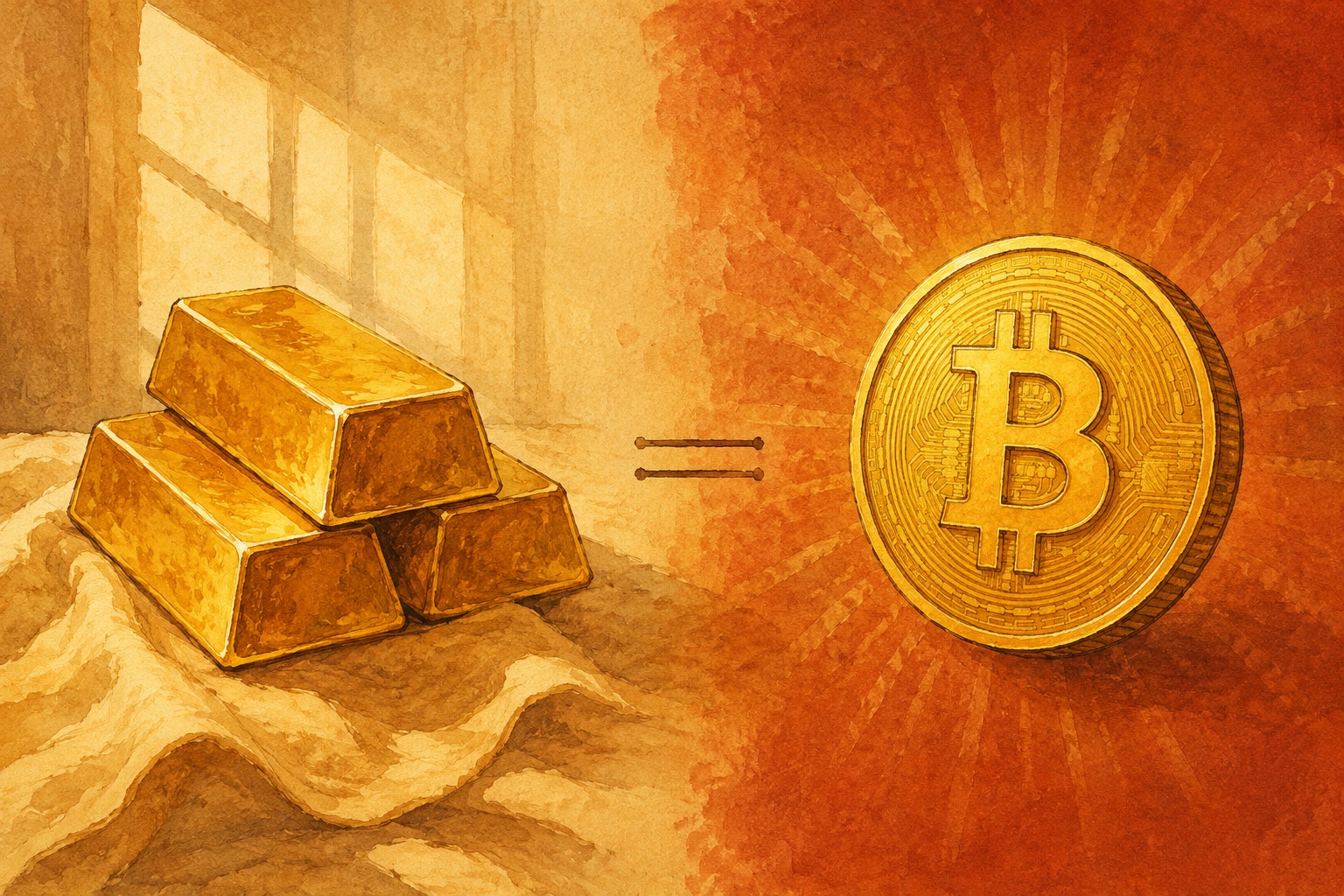 Vàng (bên trái) và Bitcoin (bên phải) - cùng một nguyên lý khan hiếm